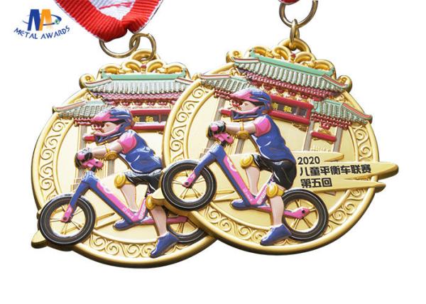 65mm 4MM Children Banlance Bike Medals With Ribbon