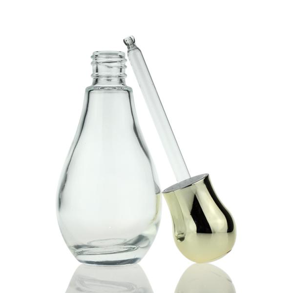 60ml Serum Dropper Bottles Unique Shape Glass Bottle For Serum With Gold Cap