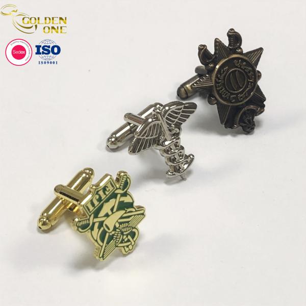 Custom Metal Engraved Cufflinks , Soft Enamel Car Shape Men Square Cufflink Blanks