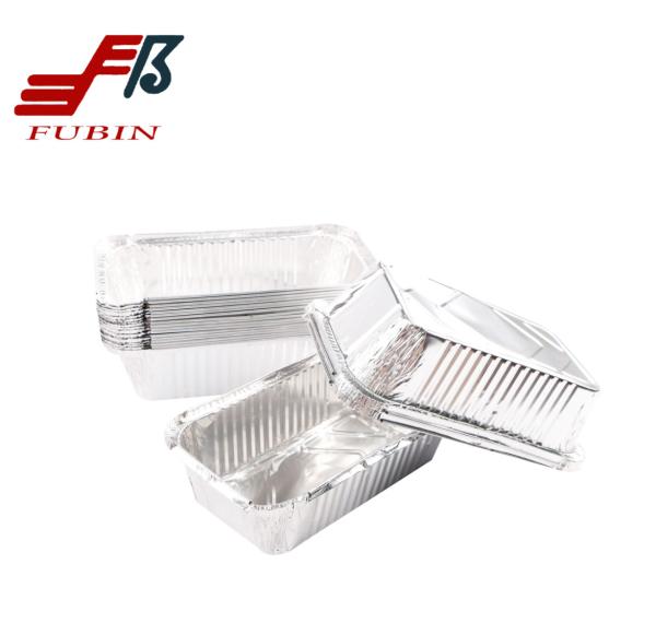 Food Packing 140mic Rectangular Foil Trays Aluminum Pans With Lids OEM Logo