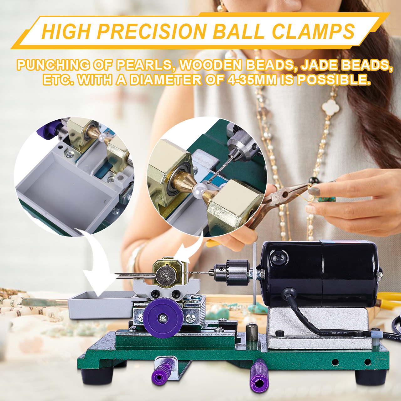 Машины для бурения жемчуга для ювелирных изделий Tooltos с отверстием 0,5-1,2 мм