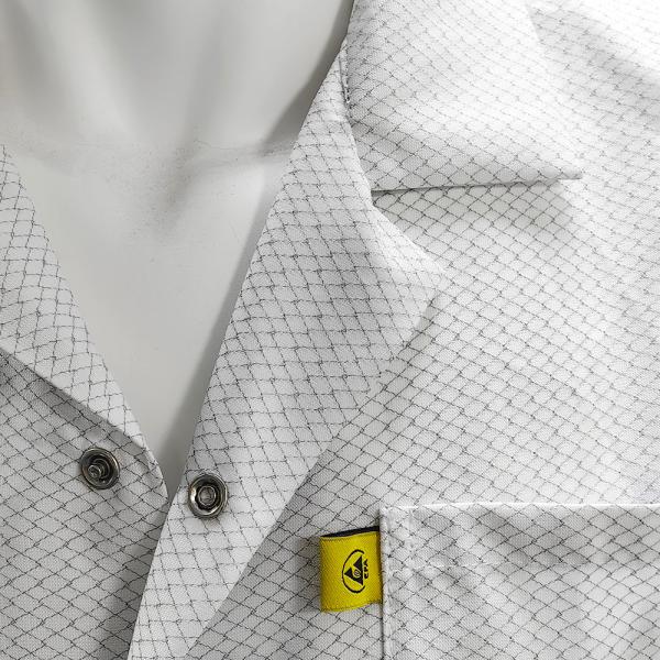 XS-10XL Cleanroom White ESD Coat 96% Polyester +4% Carbon Washable Antistatic Smock