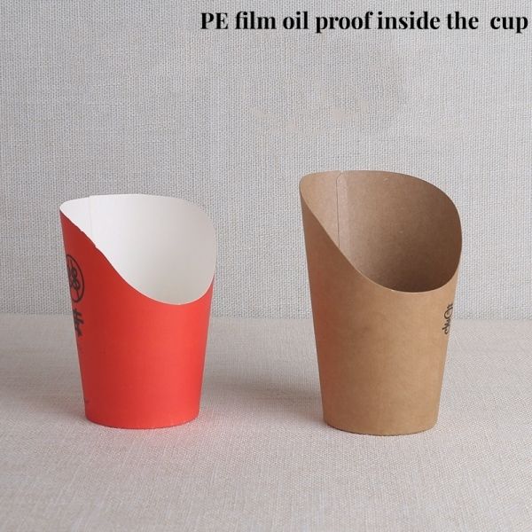 Double Corrugated Paper Cup Eco Friendly 14oz / 16oz Kraft Fast Food Box for Takeaway