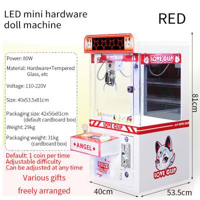 Red Coin-Operated LED Desktop Hardware Claw Arcade Machine