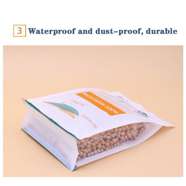 Bolsas de plástico reciclables de ocho lados de fondo plano Bolsa de plástico reciclado Bolsa de cremallera