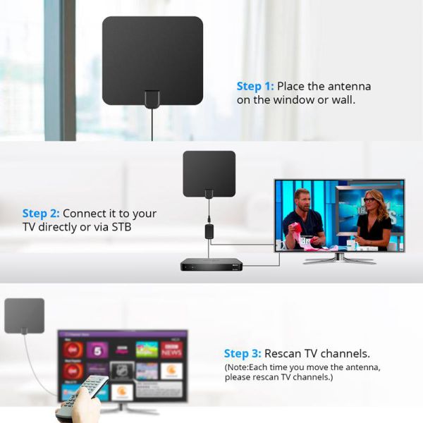 HDTV Antenna Indoor TV Antenna Range up to 60 Miles with Amplifier Signal Booster