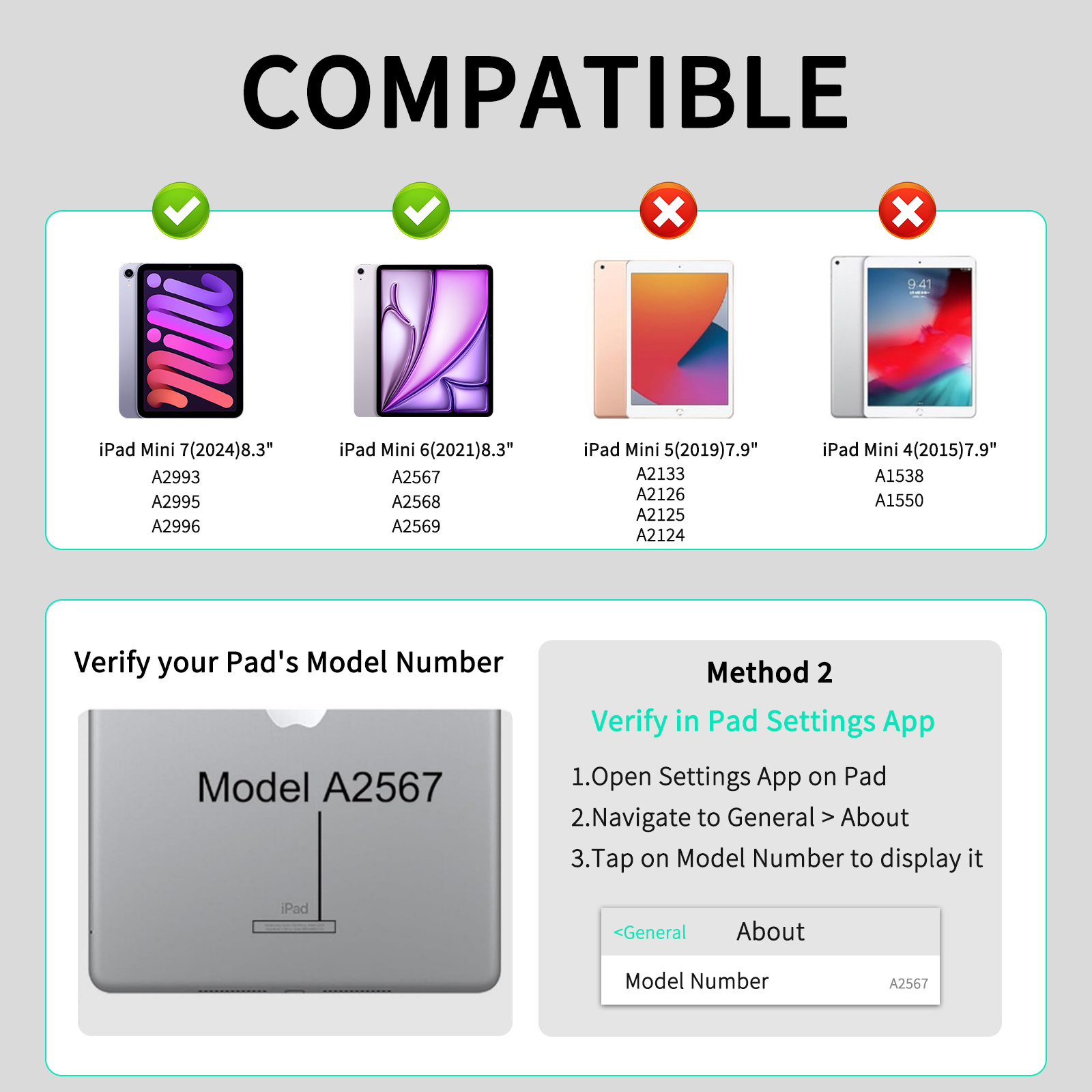 Ultra Slim Cantilever Magic Keyboard for iPad Mini 7 / Mini 6 Magnetic Case with Precise Trackpad & Backlight Keyboard Cover