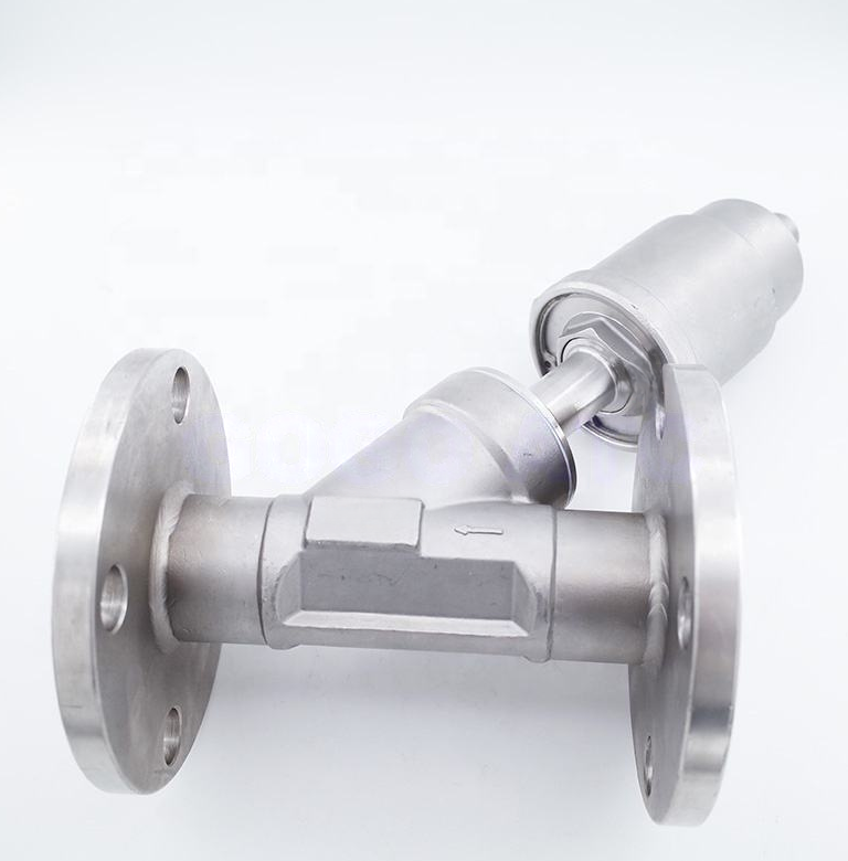 Flange Type Pneumatic Angle Seat Valve 304 Stainless Steel High Temperature Steam Control Valve