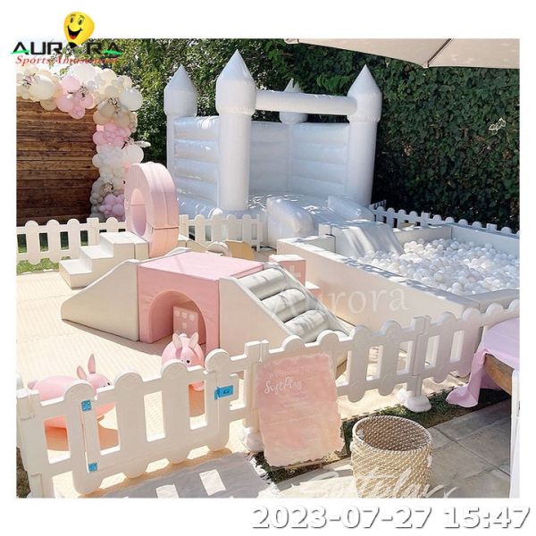 Outdoor Childrens Soft Play Set Step And Slide Soft Play With Inflatable Bouncer