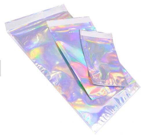 Holographic Mailer Shinny Mylar Mail bags Eyelash Kit Cosmetic Packaging Bag self-adhesive bag laser hologram neon bags