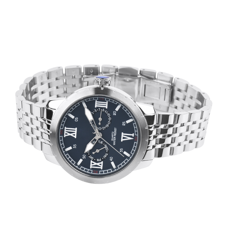 5ATM Water-Resistant Black/White Quartz Watch With Date Display