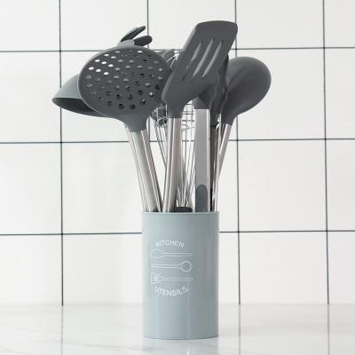 utensílios de cozimento do silicone 9Pcs com punho de aço inoxidável