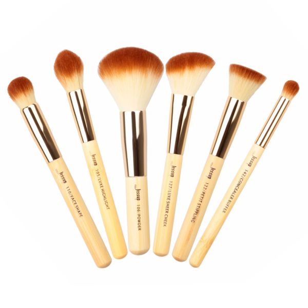Jessup 6pcs Bamboo Makeup Brushes Set No Hair Shedding For Powder