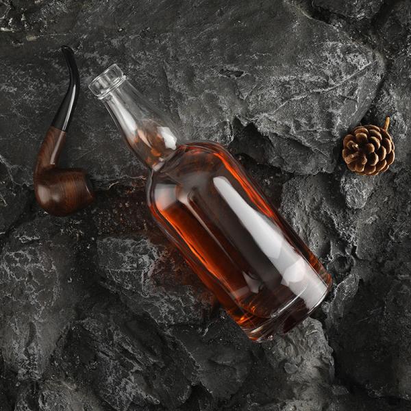 Bottle de vidro de 750 ml com material de colarinho de plástico de alumínio