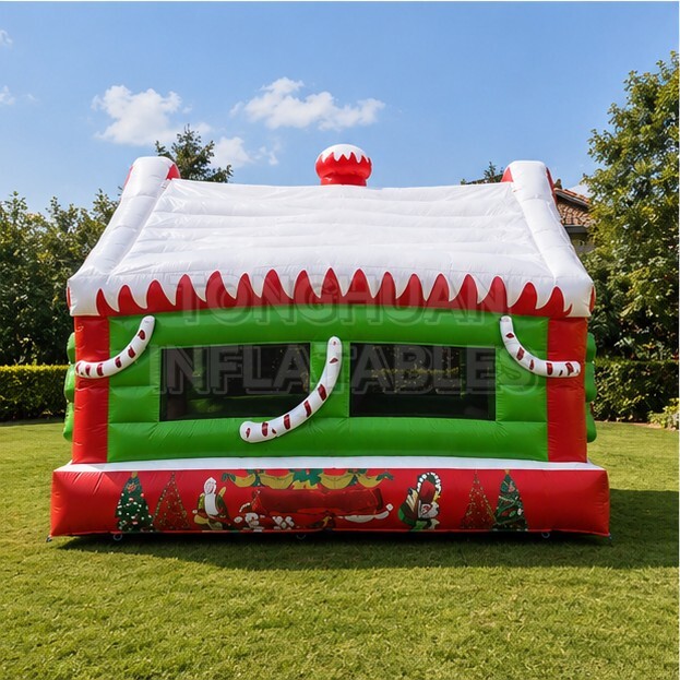 Premium Christmas Inflatable Bouncy Castle with Gingerbread House Design for Schools Shopping Malls Winter Events and Party Rental Businesses