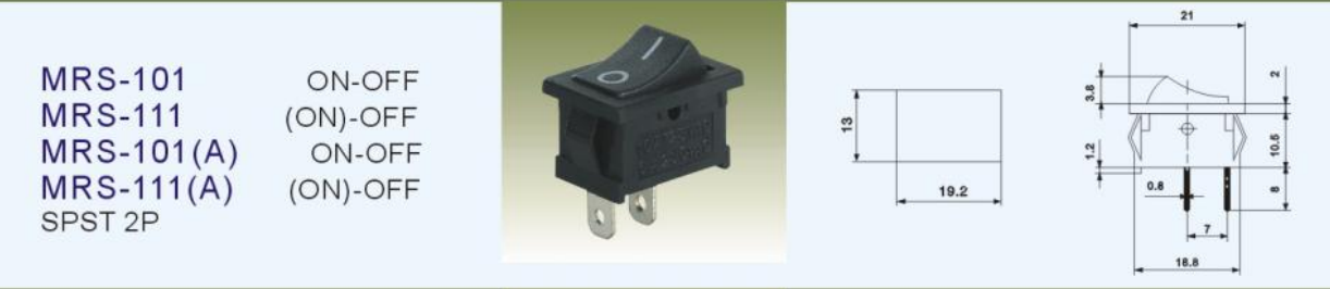 MRS-111 / MRS-101(A) / MRS-111(A) Black Miniature Electrical Switches 3 Amp 125 Volt CE ROHS Certification