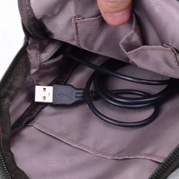 Zipper Closure Canvas USB Charging Anti-Theft Chest Bag for Men on Short Trips