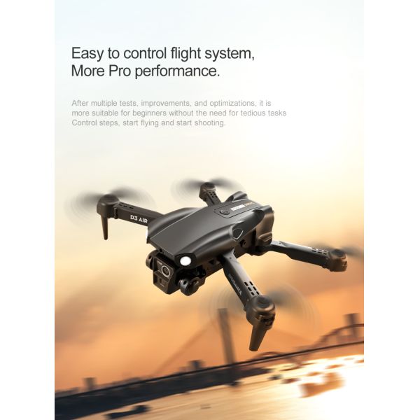 2024 D3 Air Drone LED Light 360-degree Tumbling Headless Mode Optical Flow Positioning Foldable RC Drone for Beginners