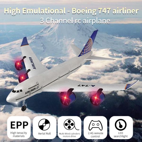 2.4G 2CH Predator Remote Control Foam Hand Throwing Glider for Kids High Emulational Boeing 747 Airliner RC Airplane