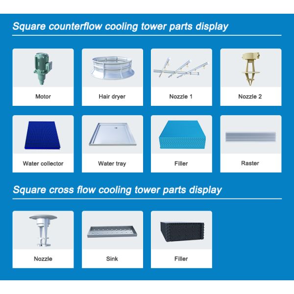 Easy to Operate 150T Open Type High Temperature FRP Cooling Tower Square Cross-flow Cooling Tower
