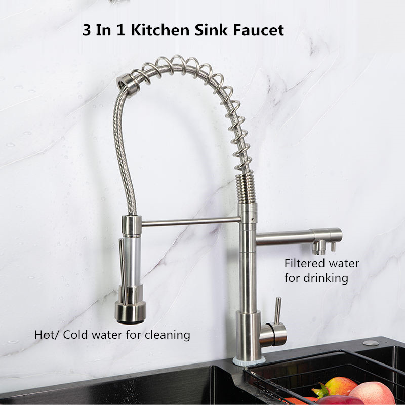 Никель умные 3 В 1 Faucet воды с фильтрованный украшает установленный