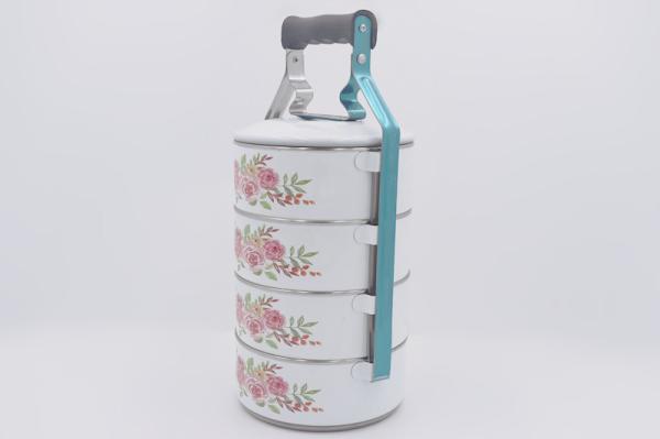 Three tiers personalized tiffin lunch box lockable enclosures stainless steel sandwich container