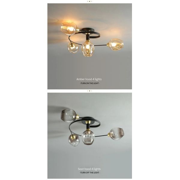Nordic Glass Ceiling Light Grey Pendant Lamp for Living Room Bedroom Modern Indoor Hanging （WH-AP-681）