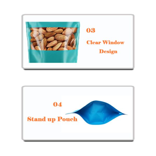 Custom Reseal Plastic Aluminum Foil Dry Food Packaging Stand up Pouch Snack Cashew Nuts Packaging Bags With Zipper