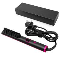 Escova de cabelo elétrica personalizada OEM/ODM Escova de alisamento de cabelo de cerâmica portátil
