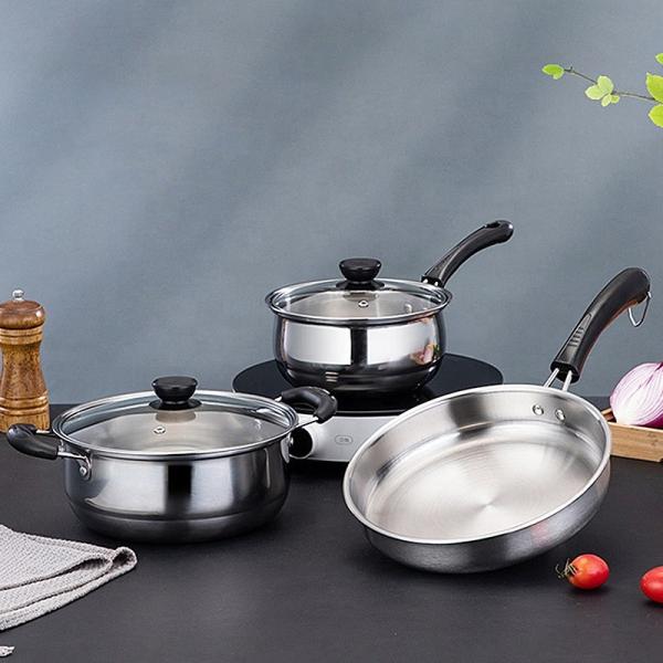 Cheap Price Cookware Set Induction Silver Pot Set Stainless Steel Cookware Set 5pcs Cooking Pot And Pans