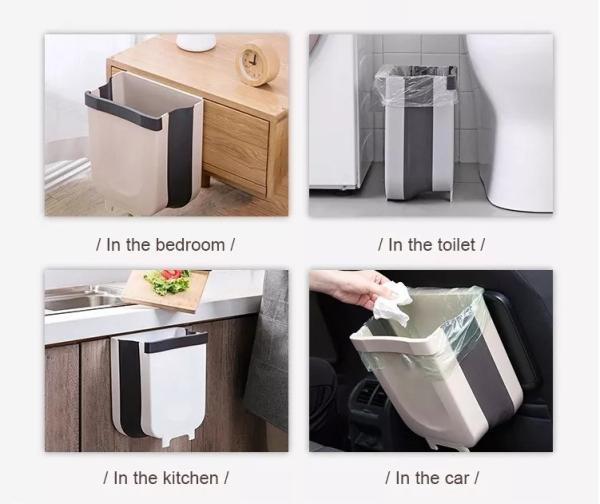 Garbage Hanging Expandable Cabinet Foldable Wall Mounted Zhejiang Folding Kitchen Trash Can With Press Top
