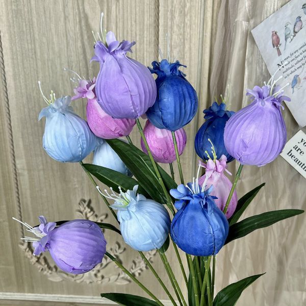 Bouquet de fleurs artificielles de grenade, fausses fleurs de simulation, fleurs faites à la main pour mariage, fleurs de soie artificielle pour décoration de paysage de mariage