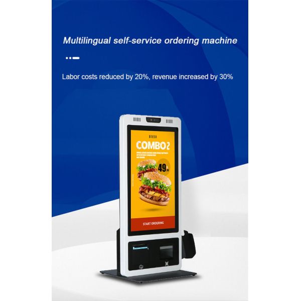 Optional 18.5-inch Multilingual POS System Desktop Ordering Machine with Stand-Up Stand