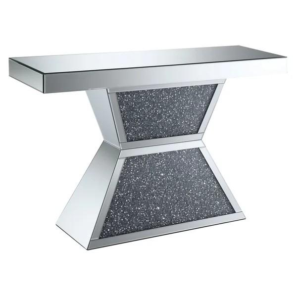 Sparkly silver mirrored console table crushed diamond decorative hallway table for living room