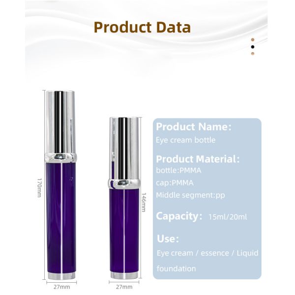 Акриловая безвоздушная бутылка вакуумного насоса для массажа 15ml 20ml шарика ролика сливк глаза