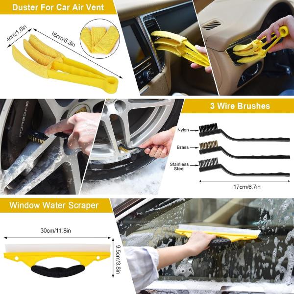 Car Cleaning Tools Kit, Car Detailing Kit, Car Detailing Brush Set with Carry Bag, Auto Drill Brush Car Wash Kit
