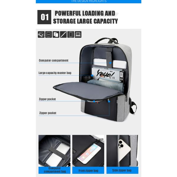 Sacs à main en gros Hommes multi-fonctionnels ordinateur informatique imperméable à l'eau sac à dos de l'école sac à dos ordinateur portable sac à dos USB