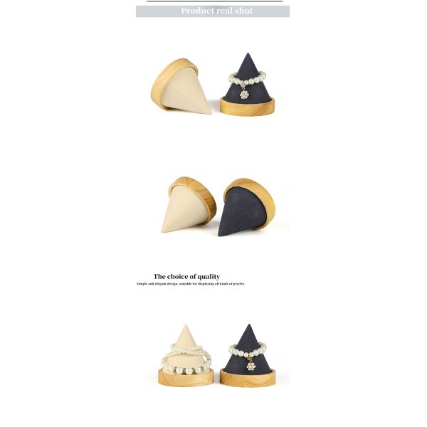 Wooden Cone Shaped Jewelry Display Stand for Bracelet Bangle Watch Exhibition