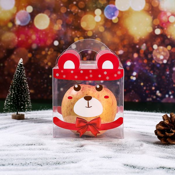 Cajas de manzanas de caramelo plegables PET transparentes para el embalaje de regalos personalizados de Navidad
