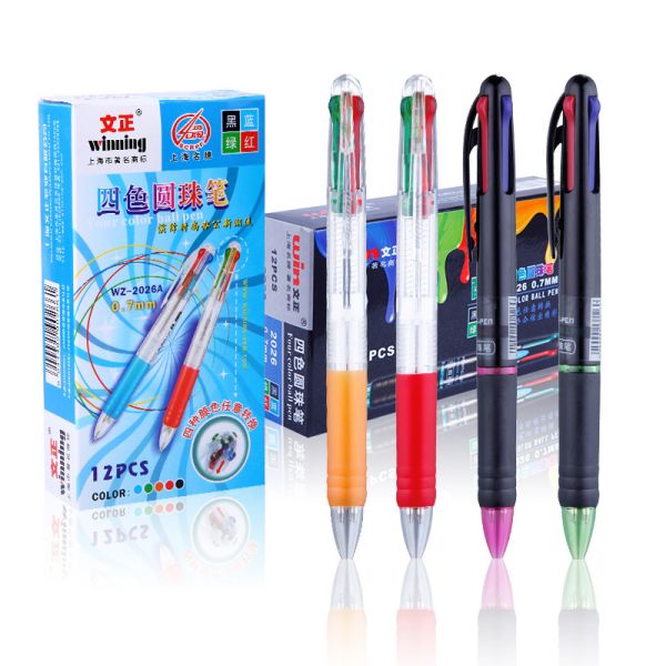 OEM/ODM Acceptable 4 Color 0.7mm Plastic Transparent Shuttle Pens for Office Writing