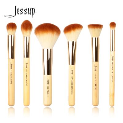 Jessup 6pcs Bamboo Makeup Brushes Set No Hair Shedding For Powder
