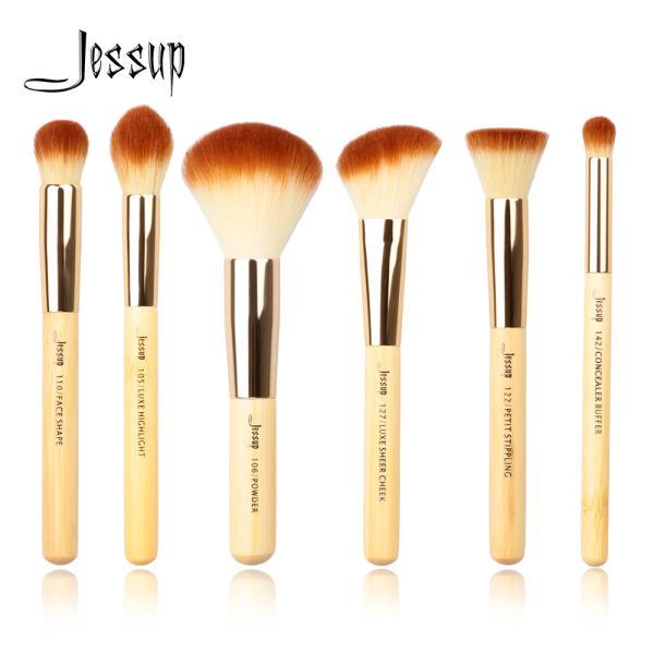 Jessup 6pcs Bamboo Makeup Brushes Set No Hair Shedding For Powder