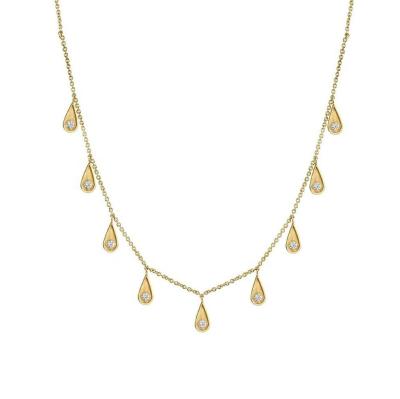 Handmade White Cubic Zircon Teardrop Necklaces for Women Jewelry