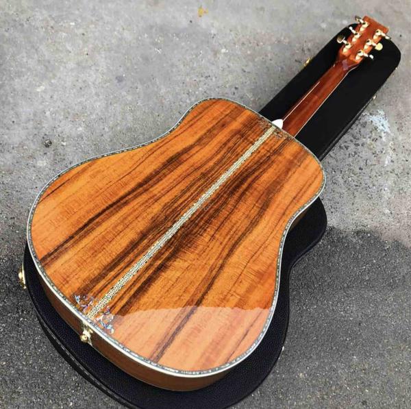 KOA wood classic acoustic guitar,Life tree Ebony Fingerboard,Abalone inlays and binding,China 41 inchs acoustic