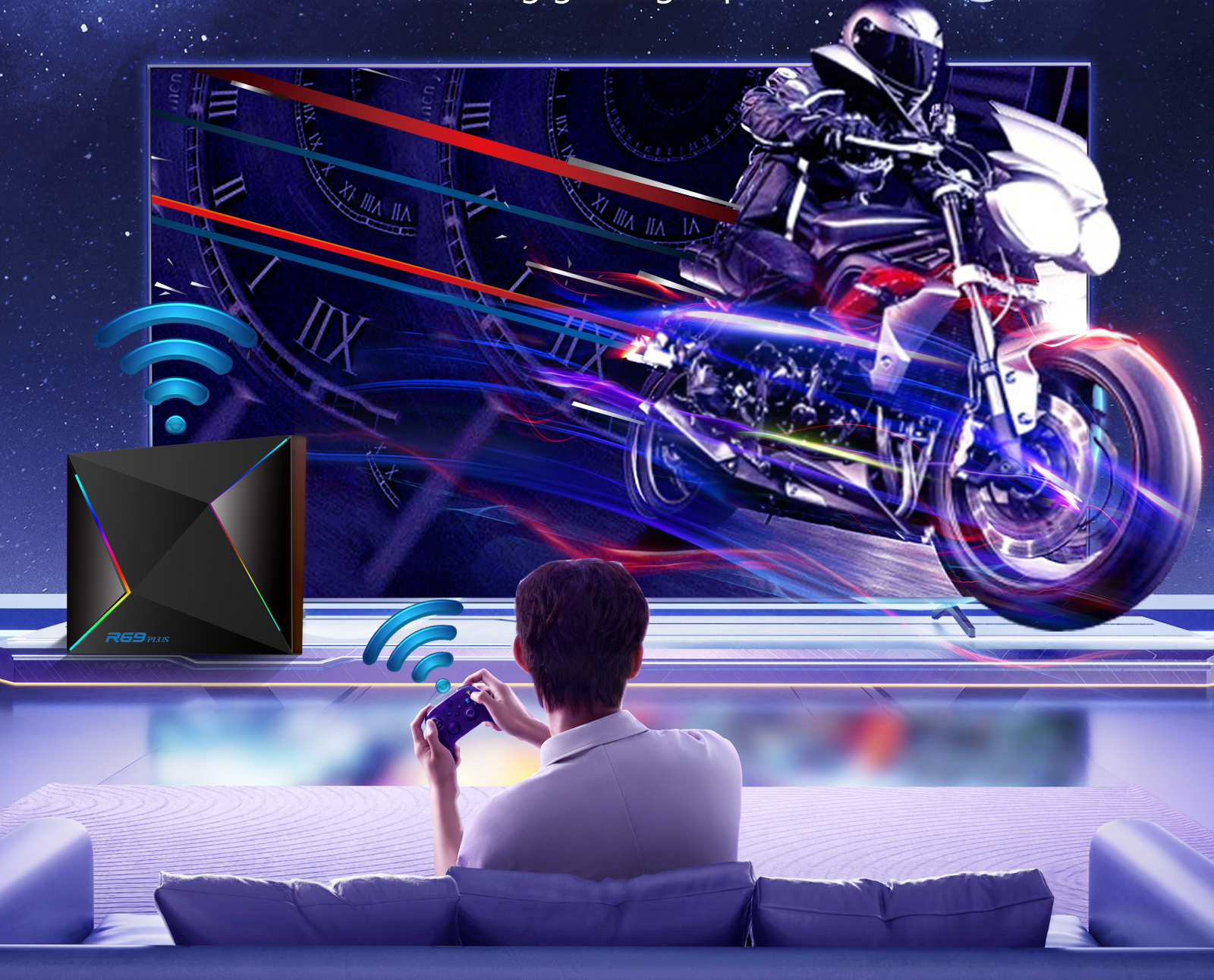 4K Ultra HD Android TV Box R69 Plus Smart Streaming Media Player with High-Speed 5G WiFi, Bluetooth, Support Popular Streaming Apps & 3D Movies, All-in-One Setup for Living Room