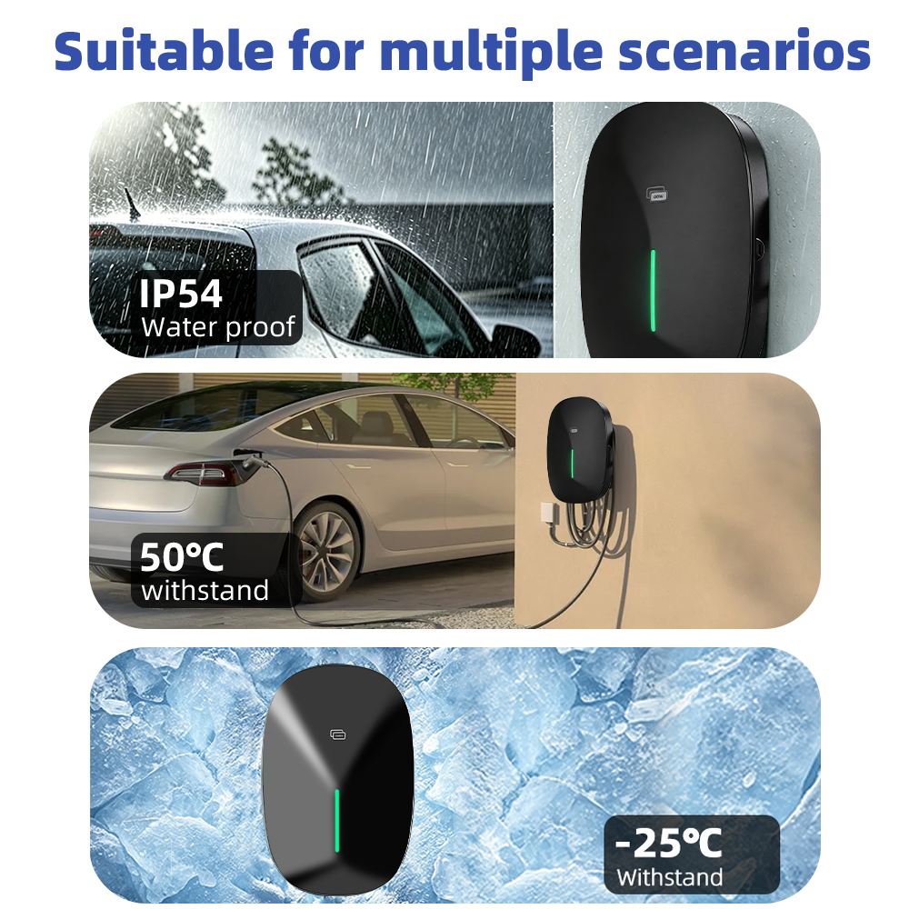 New 7kW Wallbox EV Charger 5m Cable Wi-Fi TUYA App Control RFID Smart Home Residential Level 2 Charging Station 32A Wallbox EV Charger