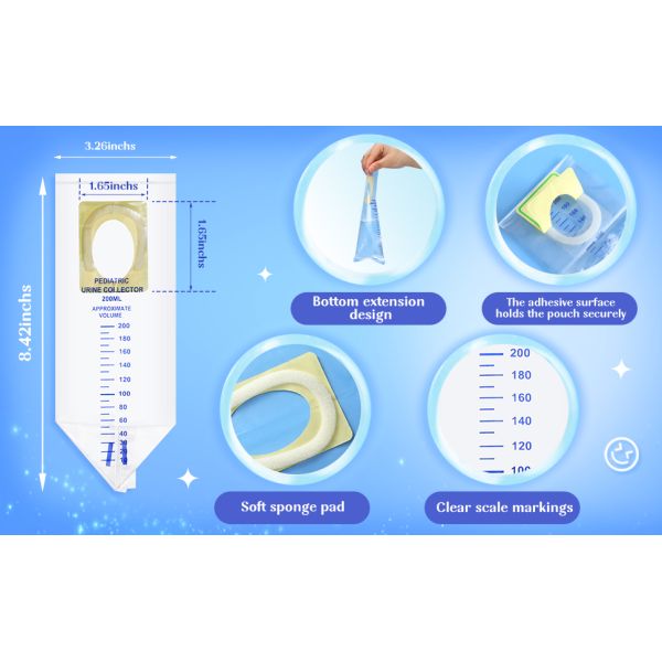 Pediatric Urine Bag Collectors Clear Urine Catcher Pouch Individually Pee Bags Disposable Pediatric Urine Collectors