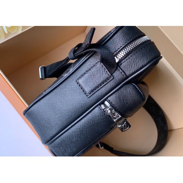 Black Square Taiga Leather Message Luxury Cross Body Bag Single Shoulder