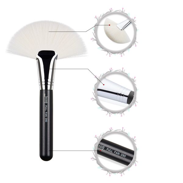 Large Brass Ferrule Full Fan Brush Black And Silver Color