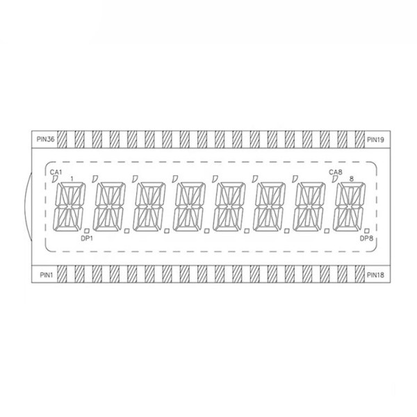 Transflective 14-Segment TN LCD Display Module with Twisted Nematic Backlight Character Display 52.00mm X 22.00mm X 2.80mm